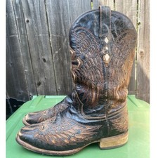 Botas Corral Cowboy Western couro alado cruzado biqueira quadrada masculina desgastada 9D comprar usado  Enviando para Brazil