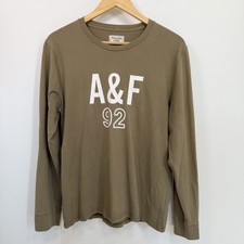 Camisa masculina Abercrombie & Fitch verde média A&F 92 manga longa soletrada preppy comprar usado  Enviando para Brazil