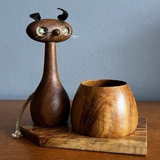 Vintage wooden cat for sale  LEEDS