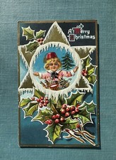 Antigo 1910s ML Jackson cabeça de leão estrela de Natal criança com brinquedos cartão postal usado comprar usado  Enviando para Brazil