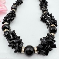 Ônix de vidro preto? Colar com lascas de strass Rondelles ocasião noturna dramática comprar usado Ônix de vidro preto? Colar com lascas de strass Rondelles ocasião noturna dramática comprar usado  Enviando para Brazil