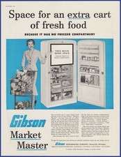 Vintage 1955 Gibson Market Master Geladeira Eletrodoméstico de Cozinha 1950 Anúncio Impresso comprar usado  Enviando para Brazil