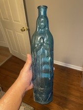 Garrafa de vidro soprada à mão antiga Mother Mary com alça ornamentada (AZUL) comprar usado  Enviando para Brazil