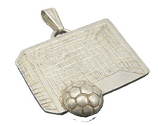 Pingente esportivo vintage de prata esterlina 925 com bola de futebol gravada e gol PT9639 comprar usado  Enviando para Brazil
