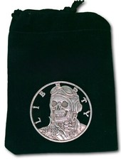Moeda cortada dólar caveira piloto força aérea militar segunda guerra mundial USAF fantasia arte moeda hobo comprar usado  Enviando para Brazil