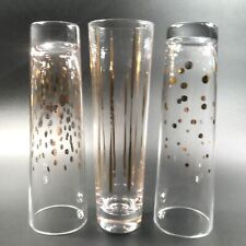 3 vasos sin tallo vajilla oro brillante confeti y líneas verticales ligero destello segunda mano  Embacar hacia Argentina