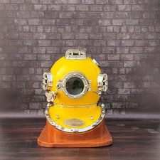 Buceo Buzos Casco Buceo US Navy Mark V Amarillo 18" Casco Marino Con Base comprar usado  Enviando para Brazil