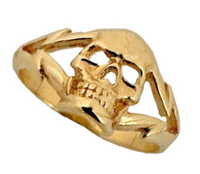 Anel feminino de ouro amarelo 14k com caveira feito à mão nos EUA comprar usado  Enviando para Brazil