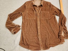 Blusa Umgee Feminina Grande Marrom Veludo Botão Manga Longa Bolso Top comprar usado  Enviando para Brazil