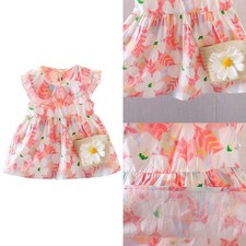Usado, Baby Mädchen Sonnenkleid Fliegen Ärmel Schaukel Niedlich Kleid Mit Taschen Süß comprar usado  Enviando para Brazil