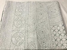 COLCHA KANTHA PRETA COLCHA ALGODÃO FEITA À MÃO COBERTOR INDIANO QUEEN SIZE, LOUCO. comprar usado  Enviando para Brazil