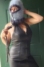 Máscara de esqui Fuzzy Balaclava tricotada à mão mohair laços peludos azuis cordão  comprar usado  Enviando para Brazil