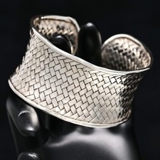Pulseira de prata esterlina vintage original assinada por designer tecido comprar usado  Enviando para Brazil