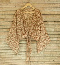 Usado, Pura Seda Wrap Top Corbata Blusa Boho Cultivo Tops Vestido Niña Mujer Ropa comprar usado  Enviando para Brazil