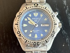 Vintage Seiko AGS Aço Cinético 5M23-6B40 Relógio de Mergulho Masculino Aço Azul 38mm comprar usado  Enviando para Brazil
