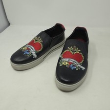 Tênis de couro Brighton Queen Of Everything preto slip on coroa coração 7M comprar usado  Enviando para Brazil