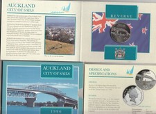 Nova Zelândia 1996 brilhante UNC $5.00 moeda Auckland cidade de Vela. Pacote com pastas comprar usado  Enviando para Brazil