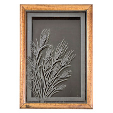 Antigo anos 70 tela de seda 3D vidro carvalho madeira quadro espelho decoração de parede trigo 10" x 14,5" comprar usado  Enviando para Brazil