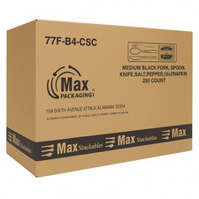 Pacote com 250 - Kit de talheres embalagem máxima 6 em 1 garfo/colher/faca/guardanapo/sal/pimenta comprar usado  Enviando para Brazil