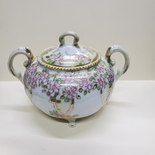 Tigela de açúcar vintage Nippon pintada à mão porcelana pé floral ouro Japão Moriag comprar usado  Enviando para Brazil