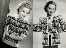 Conjunto doble de suéter y chaqueta con patrón de sauce vintage de los años 40 con patrones de tejido segunda mano  Embacar hacia Mexico