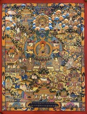 Raro Grande Pintado a Mano Buda Tibetano Historia de Vida Thangka Pintura China Arte A segunda mano  Embacar hacia Mexico