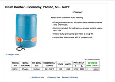 Aquecedor de tambor ULINE H-2961 - Econômico, plástico, 50 - 160°F reforçado com fibra de vidro comprar usado  Enviando para Brazil