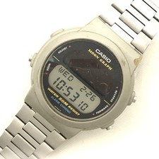 Relógio Casio prata pulseira de metal gráfico lunar feminino estojo 14 polegadas, usado comprar usado  Enviando para Brazil