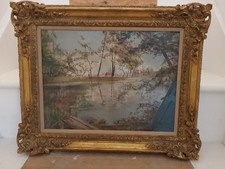 Oil painting river for sale  LONDON