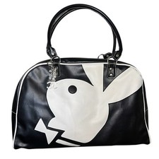 Usado, Bolsa de viagem Playboy vintage logotipo coelho bolsa de viagem preta branca PVC comprar usado  Enviando para Brazil