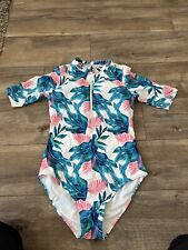 Roupa de banho feminina brilhante multicolorida com zíper frontal meia manga maiô tamanho P nova sem etiquetas comprar usado  Enviando para Brazil