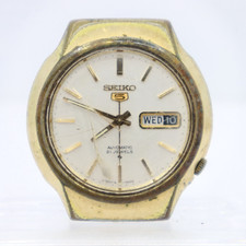 Seiko 5 6119-7500 mostrador prata data do dia 21 joias relógio automático folheado a ouro comprar usado  Enviando para Brazil