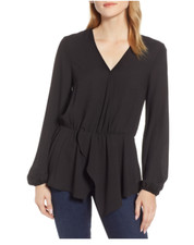 Blusa feminina 1.STATE manga longa frente cruzada peplum preta tamanho XS 3476 comprar usado Blusa feminina 1.STATE manga longa frente cruzada peplum preta tamanho XS 3476 comprar usado  Enviando para Brazil