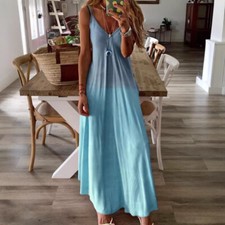 Vestido longo feminino decote em V vestido suspensório solto, usado comprar usado  Enviando para Brazil