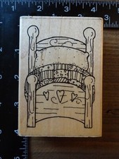 Usado, CAMA DE MADEIRA RURAL COM COLCHA Carimbo de Borracha por JRL DESIGNS comprar usado  Enviando para Brazil