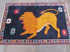 Vintage Tradicional Hecho a Mano Oriental Gabbe Lana Azul Tapete 147x98cm Animal comprar usado  Enviando para Brazil