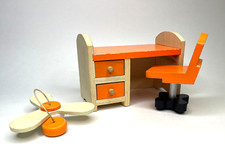Cadeira e ventilador de teto KidKraft madeira para casa de bonecas laranja computador mesa comprar usado  Enviando para Brazil