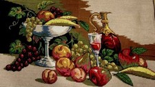 Tigela de frutas vintage europeia feita à mão, copo de vinho e jarro tapeçaria, sem moldura. Raro! comprar usado  Enviando para Brazil