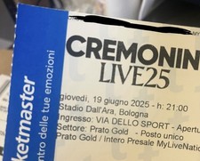 Cremonini biglietto bologna usato  Italia