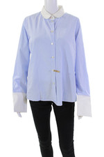 Blusa Top Kate Spade New York Mujer Algodón Rayas Manga Larga Azul Talla 10 segunda mano  Embacar hacia Mexico