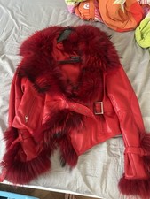 Rote lederjacke fellbesatz gebraucht kaufen  Thedinghausen
