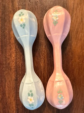 Conjunto de chocalho vintage década de 1940 bebê ROSA E AZUL chocalho plástico ou celulóide 4" de comprimento comprar usado  Enviando para Brazil
