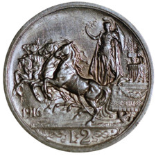 Itália 2 liras 1916 Vittorio Emanuele III prata KM# 55 AU comprar usado  Enviando para Brazil