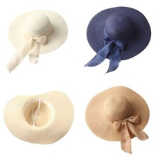 Chapéu de Sol Feminino de Palha de Praia - Grande Chapéu Dobrável e Embalável com Fita comprar usado  Enviando para Brazil