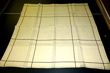 Toalha de cozinha ou cobertura de mesa vintage 35 x 35" branca com listras azuis escuras, usado comprar usado  Enviando para Brazil