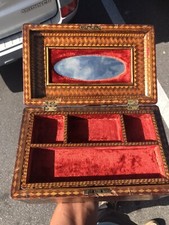 Usado, Caixa de joias 1800 incrustada de madeira antiga forrada de veludo detalhe de alta qualidade inglês comprar usado  Enviando para Brazil