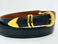 Usado, Fivela de cinto Alexander's prata esterlina folheada a ouro 0,925 Ranger 36 jacaré preto comprar usado  Enviando para Brazil
