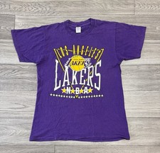 Usado, Camisa vintage década de 1990 Los Angeles Lakers NBA ponto único 7 logotipo tamanho grande roxa comprar usado  Enviando para Brazil