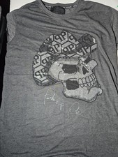 Usado, Camisa Phillip Plein lantejoulas strass logotipo T caveira de cowboy GG comprar usado  Enviando para Brazil
