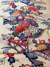 @@Vintage Kimono japonés tela seda/crepé liso, base blanca, catazoma L61 segunda mano  Embacar hacia Mexico